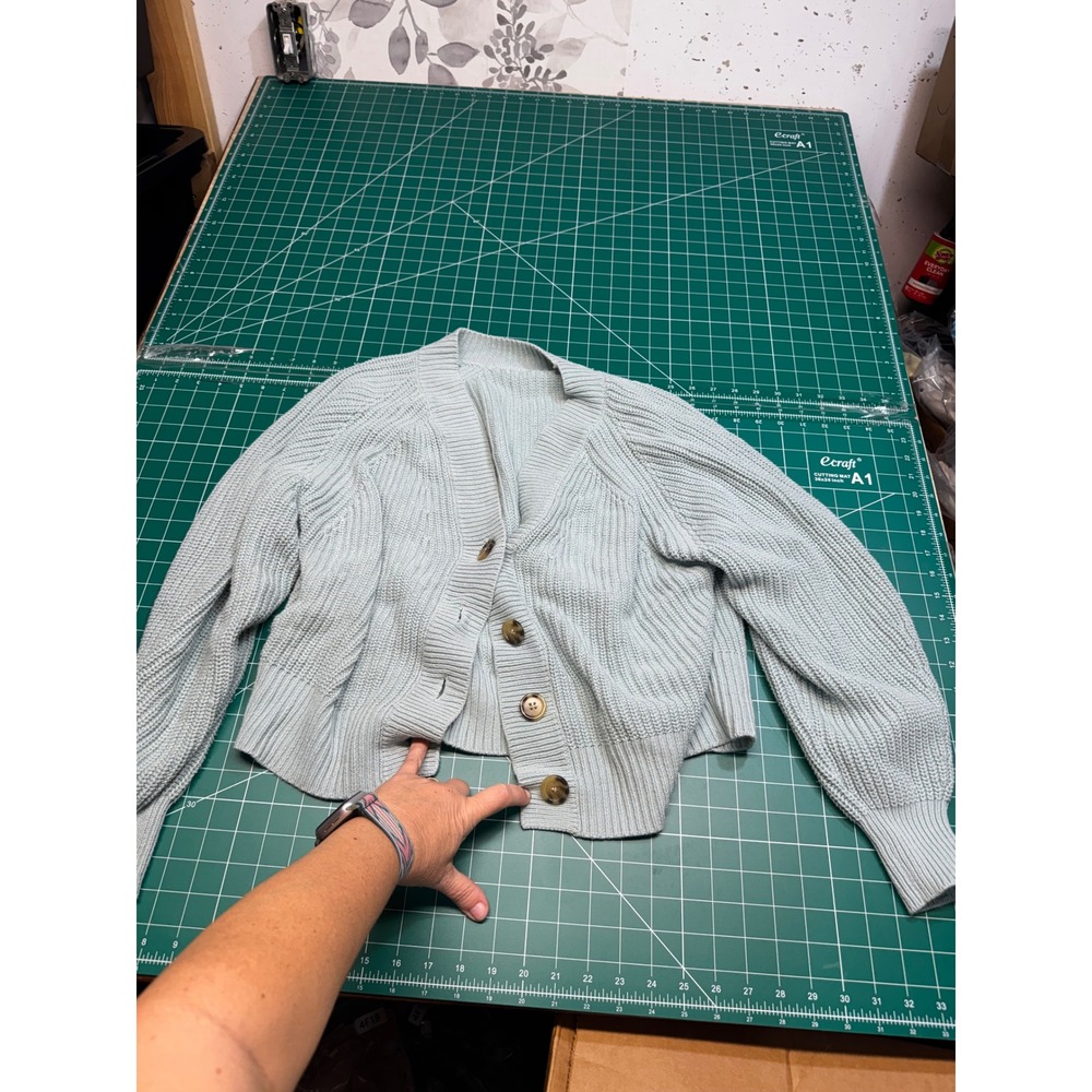 Universal Thread Light Blue Chunky Knit Cropped Cardigan Sweater Women Small